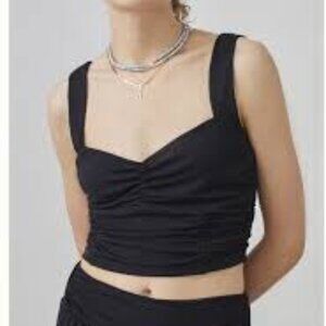 ANTHROPOLOGIE BLACK SLEVELESS CROPPED TOP MAEVE SIZE LARGE